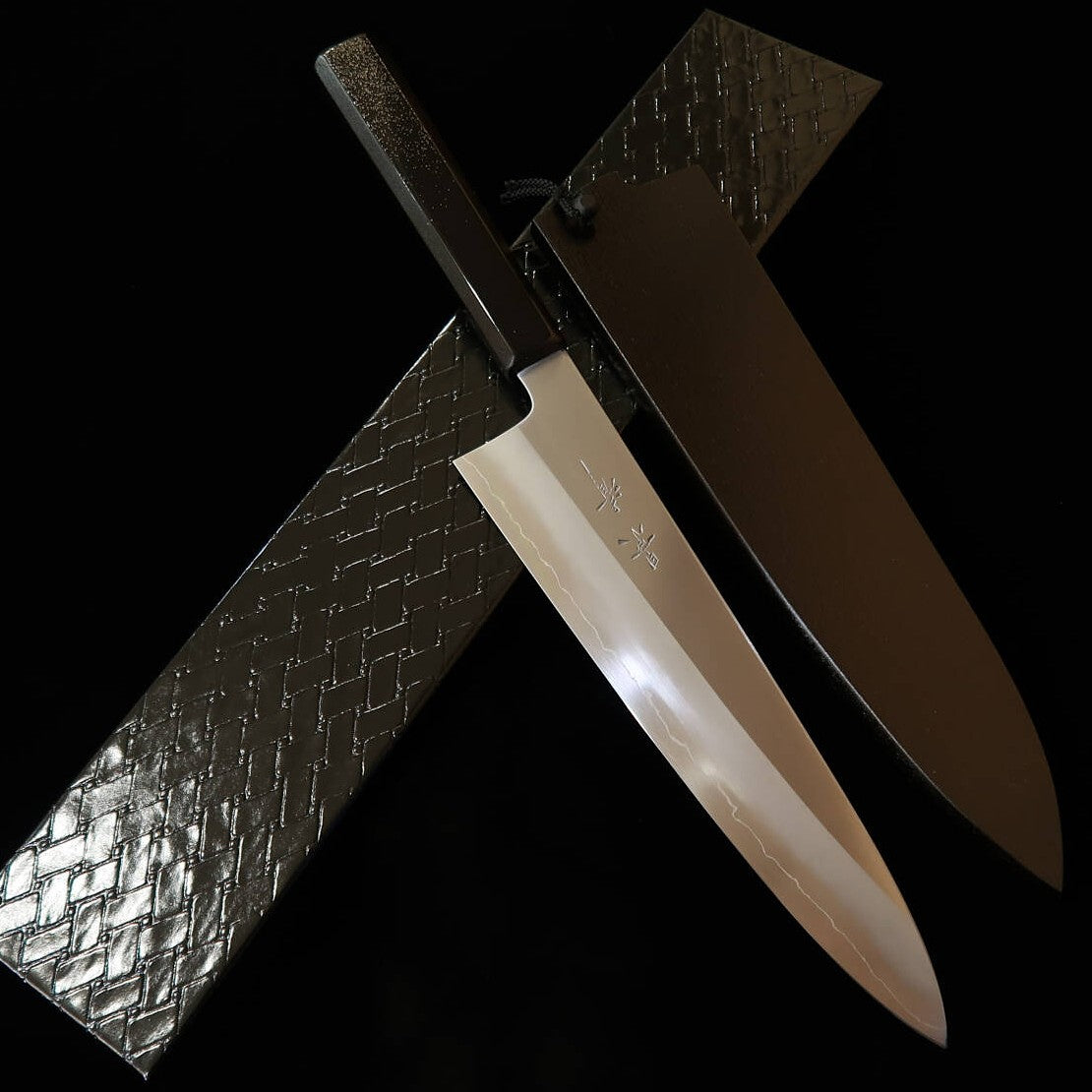 景清 KAGEKIYO 牛刀 銀紙三号 漆平目柄 （240mm）