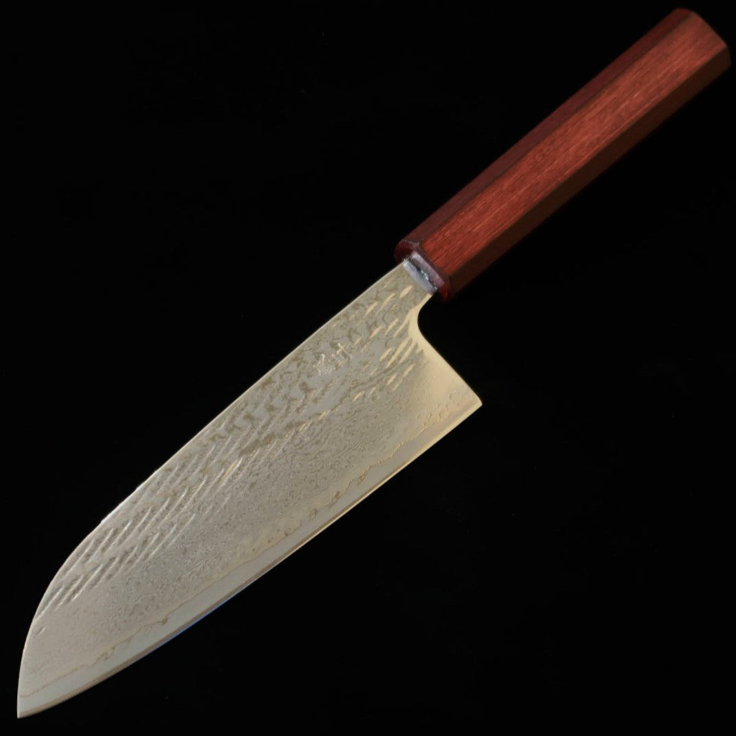 三浦MIURA 三徳 銀紙三号 縄目 ダマスカス 紫柄（165mm）