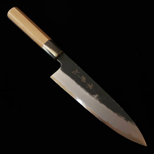 SUISIN Kenji Togashi Black Forged Shirogami No. 2 Gyuto with White Buffalo Octagonal Handle (210mm)