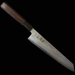 Hatsukokoro HATSUKOKORO Ginrei Ginsan #3, acabamento nashiji, Kiritsuke Gyuto, cabo de wengué (205mm)