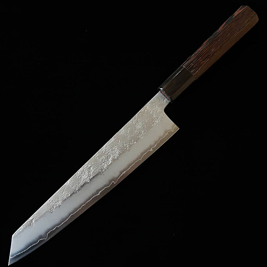 Hatsukokoro HATSUKOKORO Ginrei Ginsan #3, acabamento nashiji, Kiritsuke Gyuto, cabo de wengué (205mm)