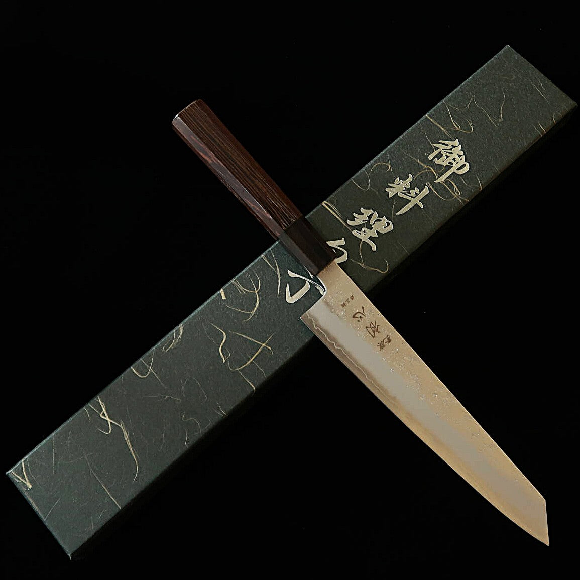 Hatsukokoro HATSUKOKORO Ginrei Ginsan #3, acabamento nashiji, Kiritsuke Gyuto, cabo de wengué (205mm)