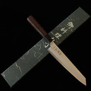 Hatsukokoro HATSUKOKORO Ginrei Ginsan #3, acabamento nashiji, Kiritsuke Gyuto, cabo de wengué (205mm)