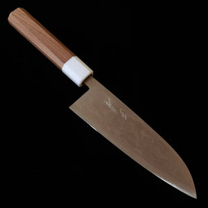 Miura Blue Steel No. 2 Santoku with Nickel damascus and Walnut Handle (165mm)