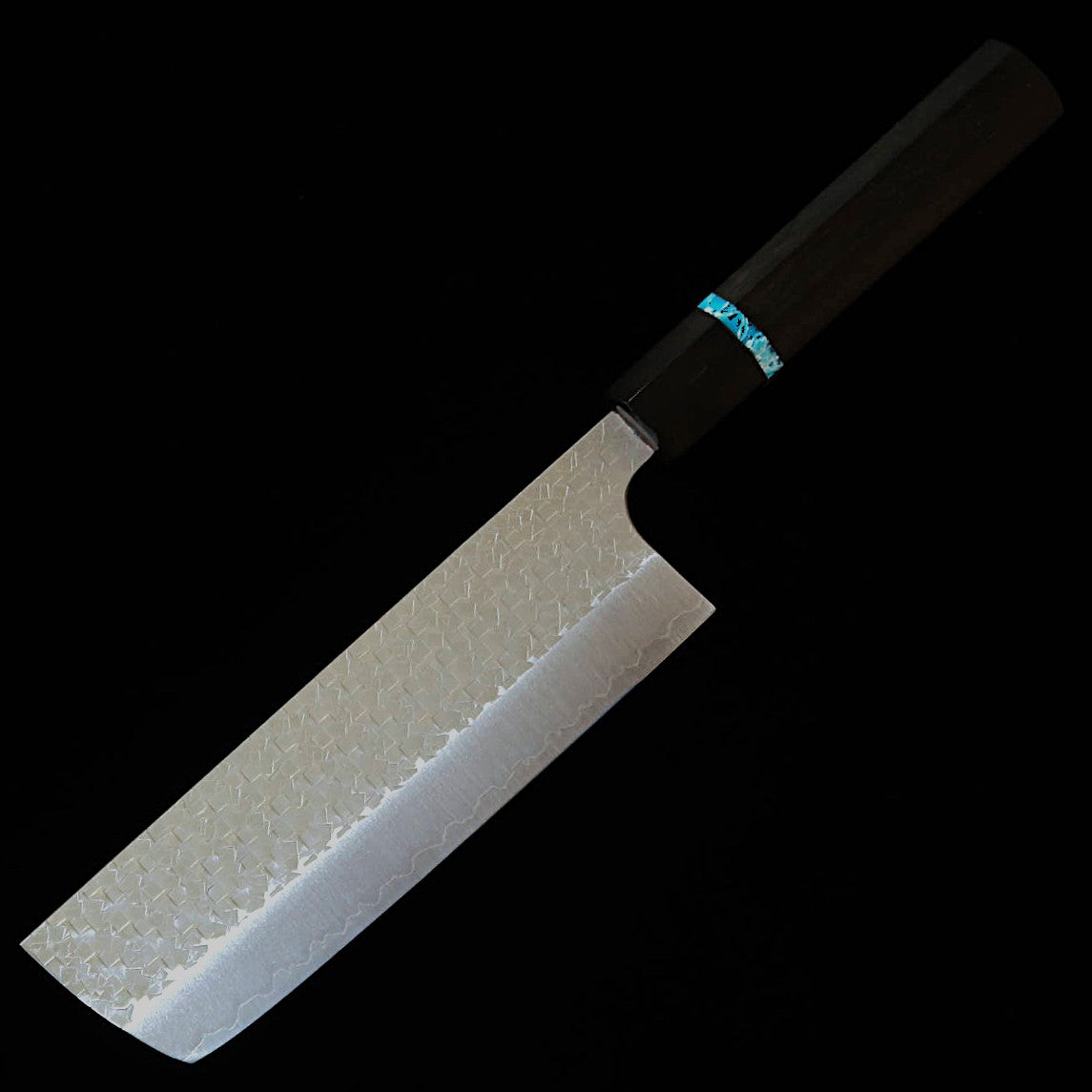 MIURA Nakiri SG2 tsuchime cabo octogonal de ébano com turquesa (160 mm)