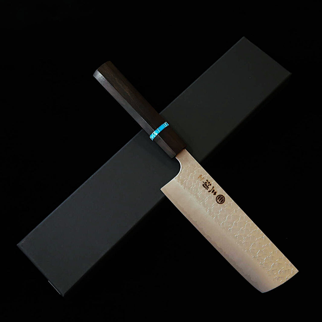 MIURA Miura Nakiri SG2 martillado, mango octogonal de ébano y turquesa (160 mm)