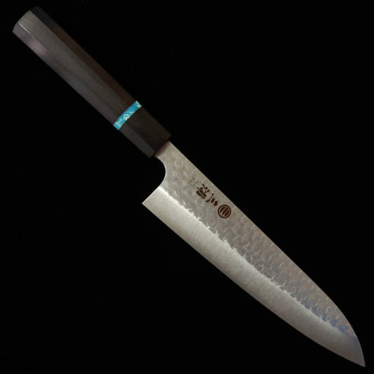 Miura SG2 Chef's Knife, Hammered Finish, Ebony and Turquoise Octagonal Handle (210mm)