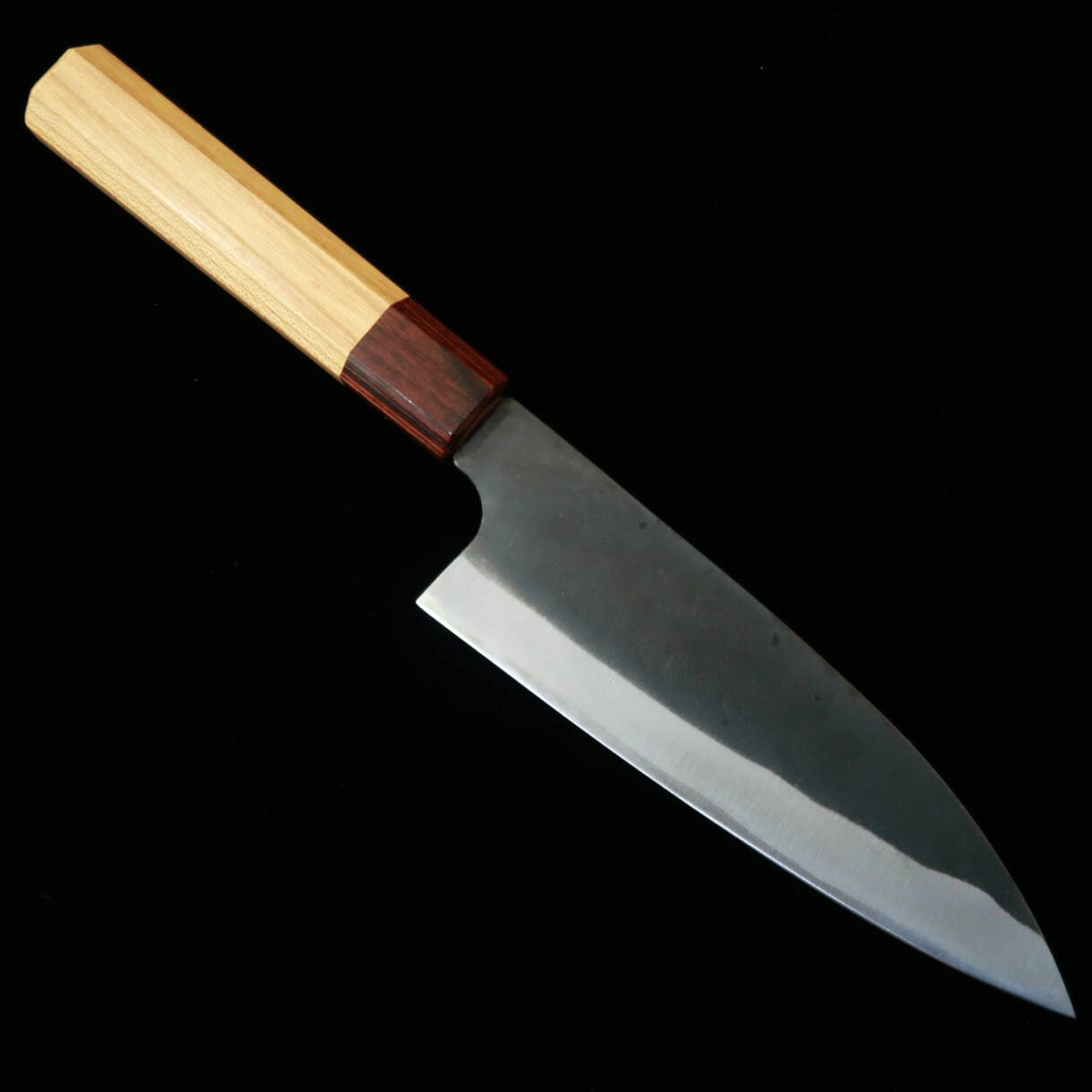 三浦MIURA 舟行 青紙一号 ステン割込 黒打 欅八角柄（165mm）