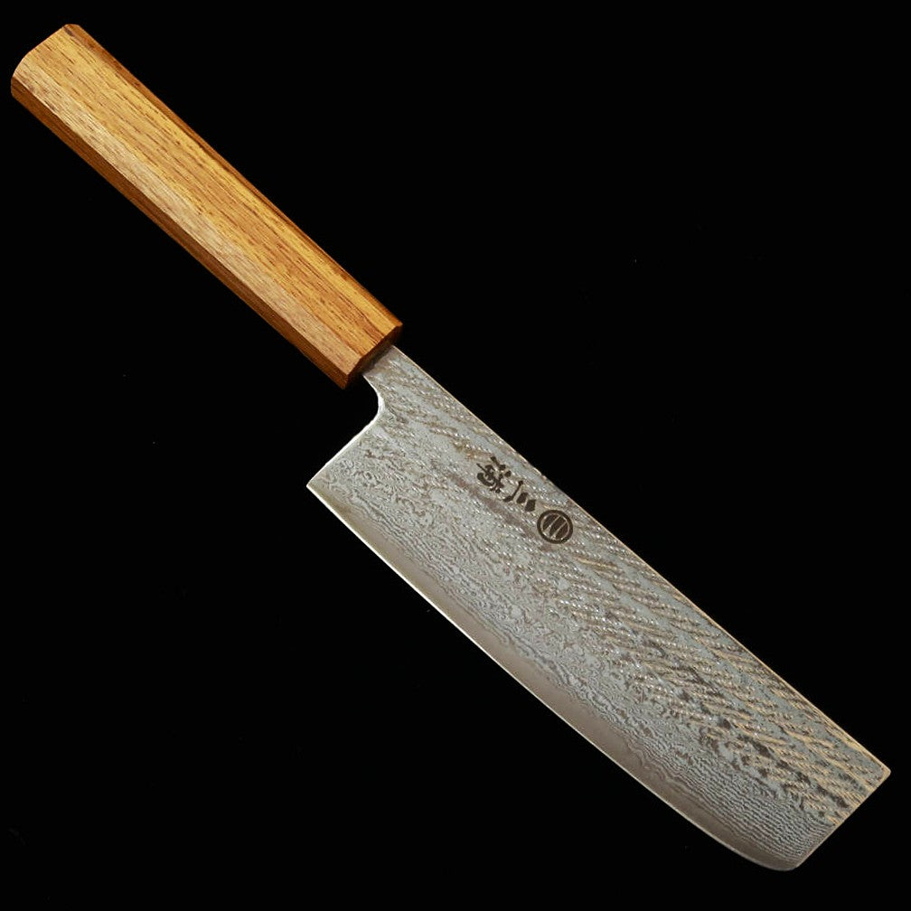 MIURA nakiri, Gin-3, motif corde, damas, transparent, manche octogonal en chêne (165 mm)