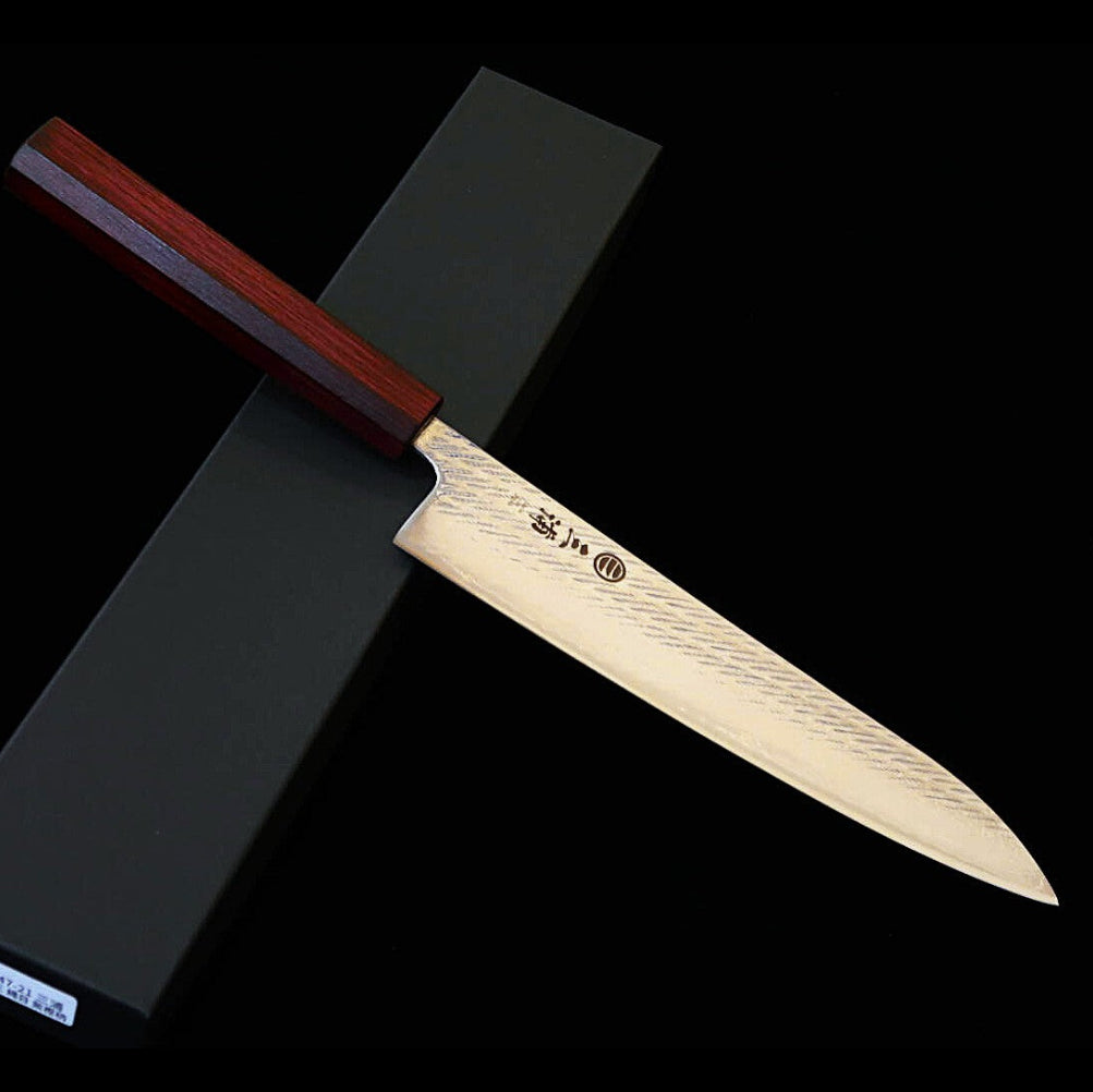 三浦MIURA 牛刀 銀紙三号 縄目 ダマスカス 紫樫八角柄（210mm）