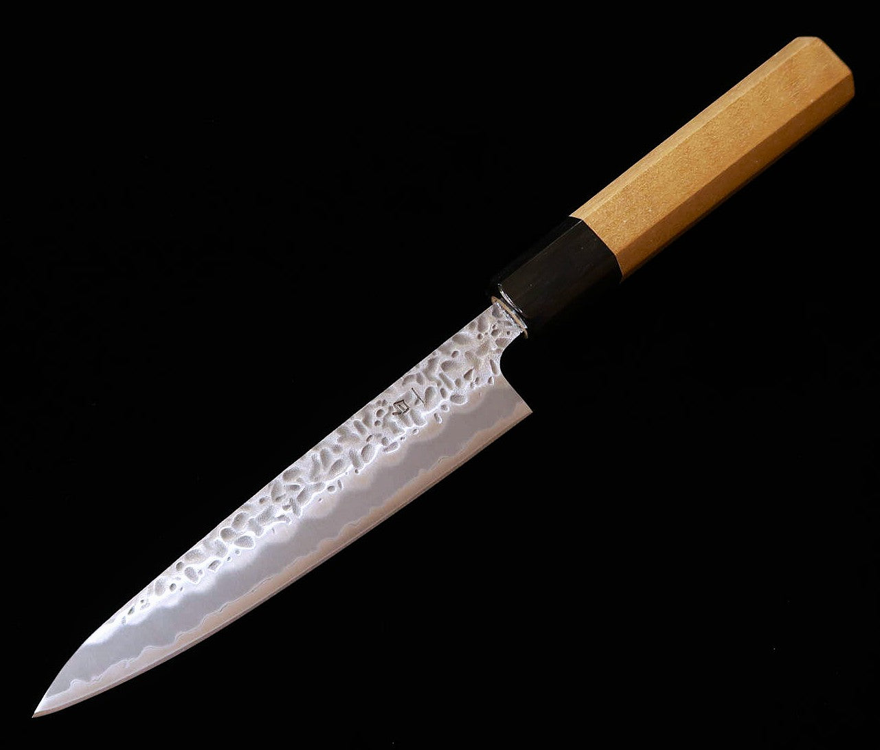 三浦MIURA ペティ 白紙一号 マット 鎚目 水牛朴八角柄（135mm）