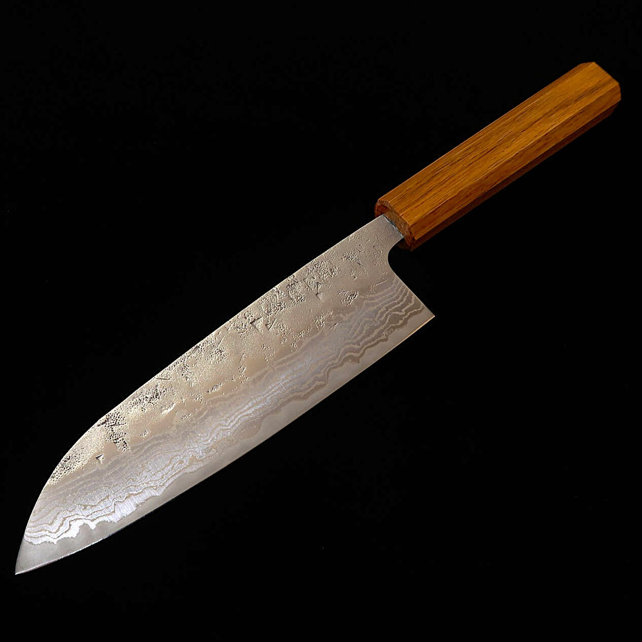 Miura Santoku Knife, Swedish Steel, Pear-Skin Finish, Octagonal Oak Handle (165mm)