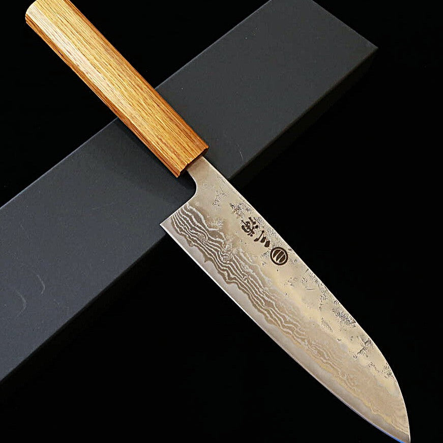Miura Santoku Knife, Swedish Steel, Pear-Skin Finish, Octagonal Oak Handle (165mm)