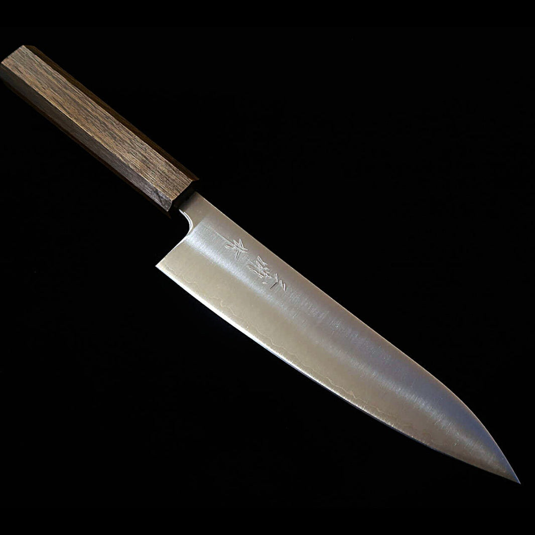 MIURA gyuto Aogami Super poli, manche octogonal en chêne vert noirci (180/240 mm)