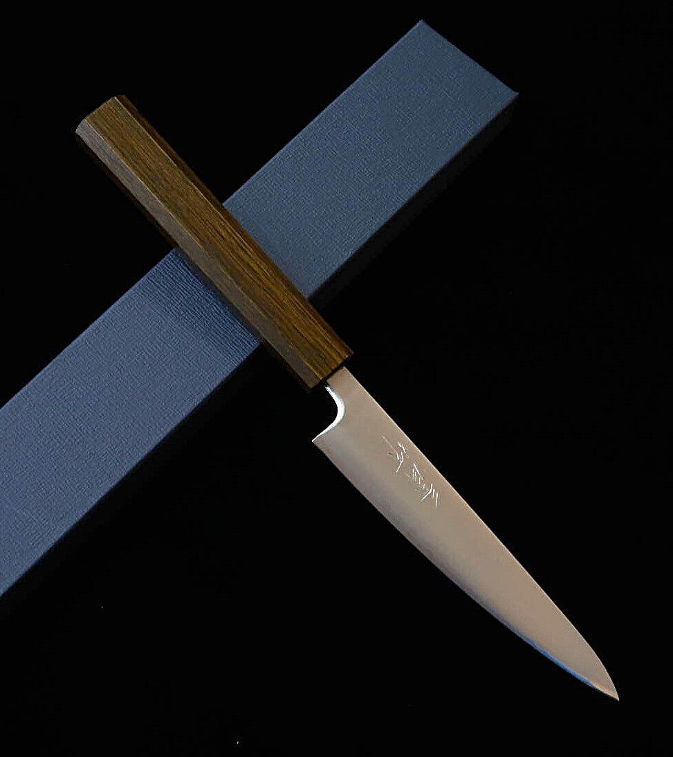 三浦MIURA ペティ 青紙スーパー 磨き 黒樫八角柄（135mm）