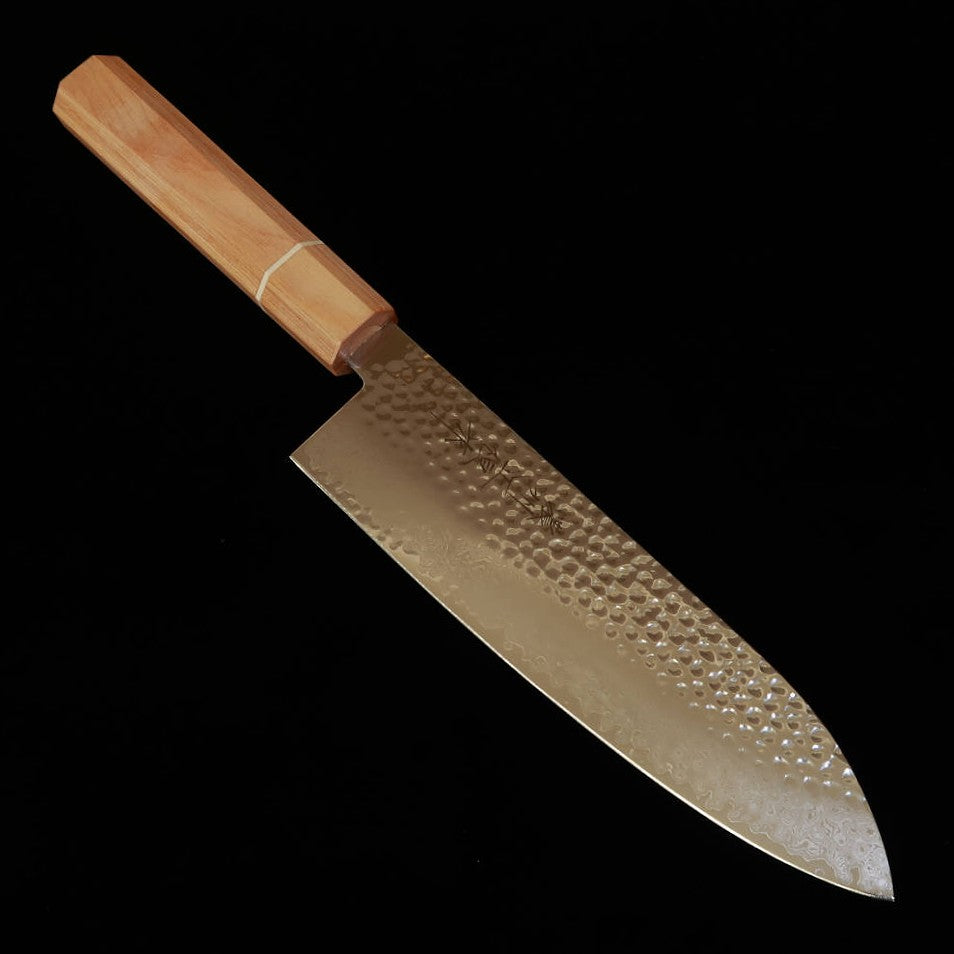 V.ROAD  濃州正恒作 Nosyu Masamune 三徳 VG10 鎚目 33層ダマスカス 積層強化柄 白×白（180mm）