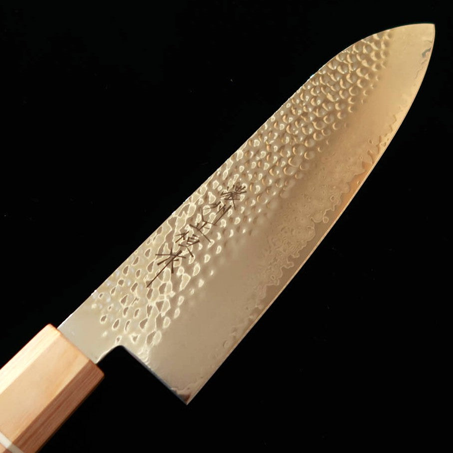 V.ROAD  濃州正恒作 Nosyu Masamune 三徳 VG10 鎚目 33層ダマスカス 積層強化柄 白×白（180mm）