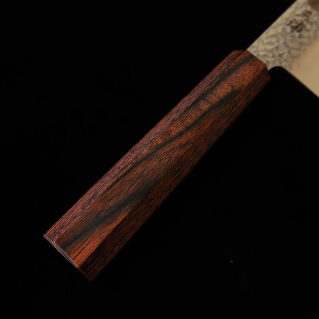 三浦  MIURA 三徳  AUS8  槌目  マホガニー柄　180mm