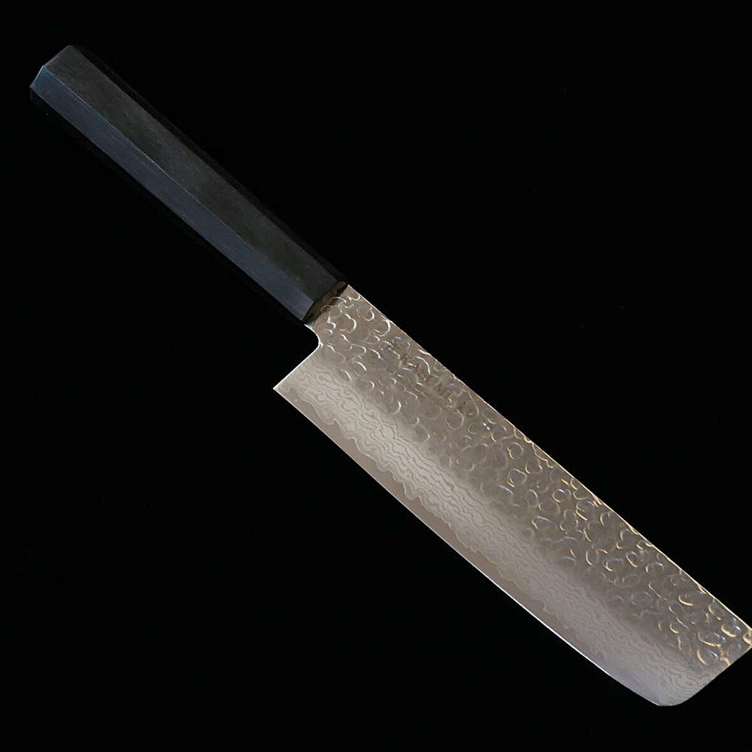 SUMIKAMA Sumakama Nakiri acier au molybdène damas, manche en bois renforcé stratifié noir KURO KR‑36017 (170 mm)