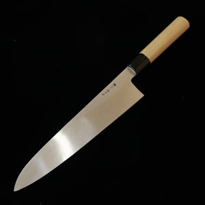 Miura Haï Miura Obidama gyuto à simple biseau acier blanc n°2 poli intégral manche octogonal en magnolia (210/240 mm)