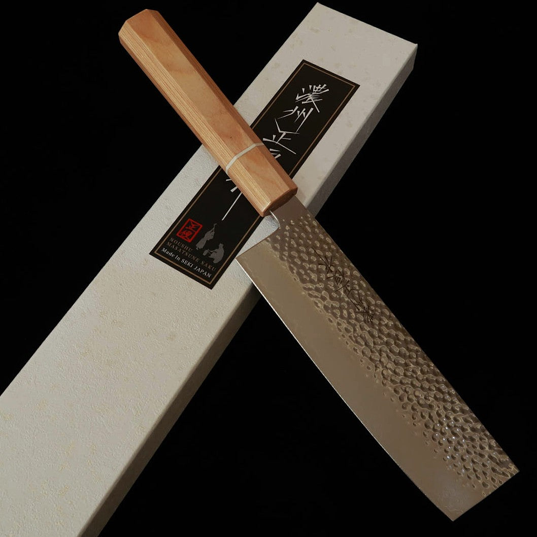 V.ROAD Nōshū Masatsune Nosyu Masatsune Nakiri VG10 Martillado, damasco de 33 capas, mango laminado reforzado blanco×blanco (170 mm)