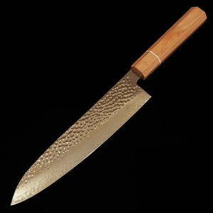 V.ROAD Nosyu Masatsune, gyuto VG10, martillado, damasco de 33 capas, mango laminado reforzado blanco × blanco (210 mm)