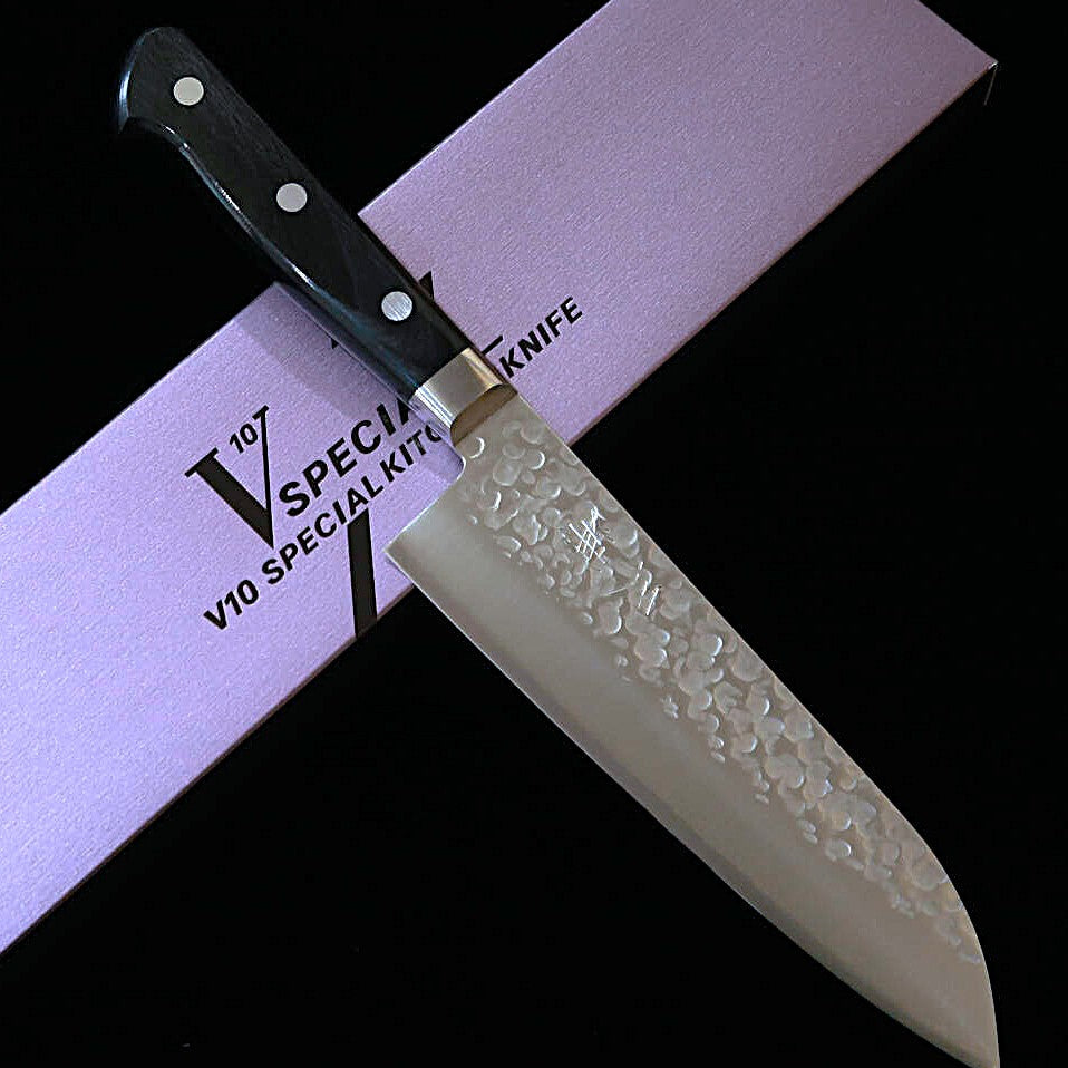 MIURA santoku VG10, martelé, manche en contreplaqué noir (170 mm)