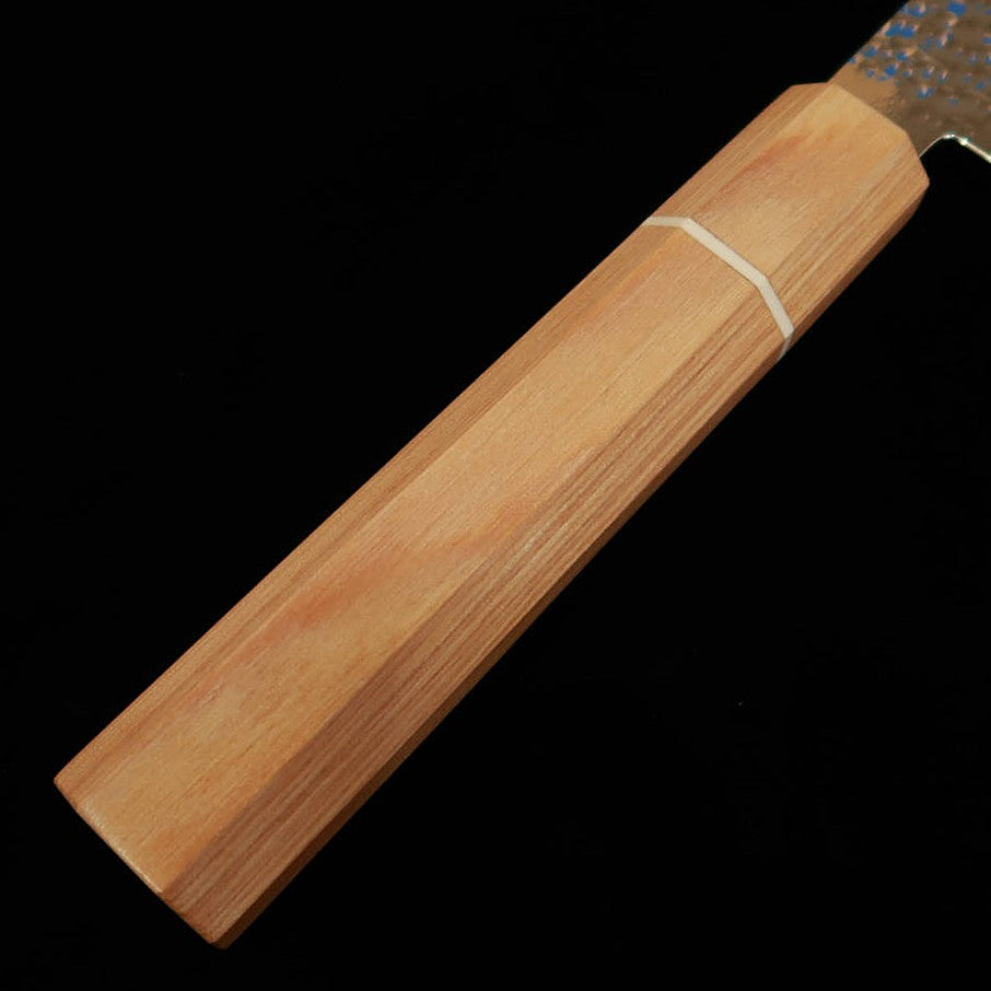 Couteau Kiritsuke Nosyu Masamune (par V.ROAD) – Acier VG10, Damas 33 couches martelé, manche en bois composite blanc (180 / 210 mm)