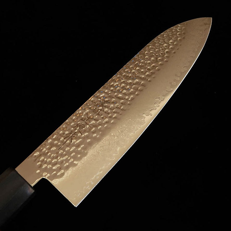 V.ROAD Nosyu Masamune Santoku, VG10 33-Layer Damascus Tsuchime, Red & Black Pakkawood Handle (180mm)