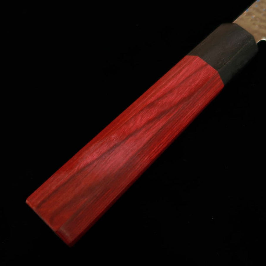 V.ROAD Nosyu Masamune Santoku, VG10 33-Layer Damascus Tsuchime, Red & Black Pakkawood Handle (180mm)
