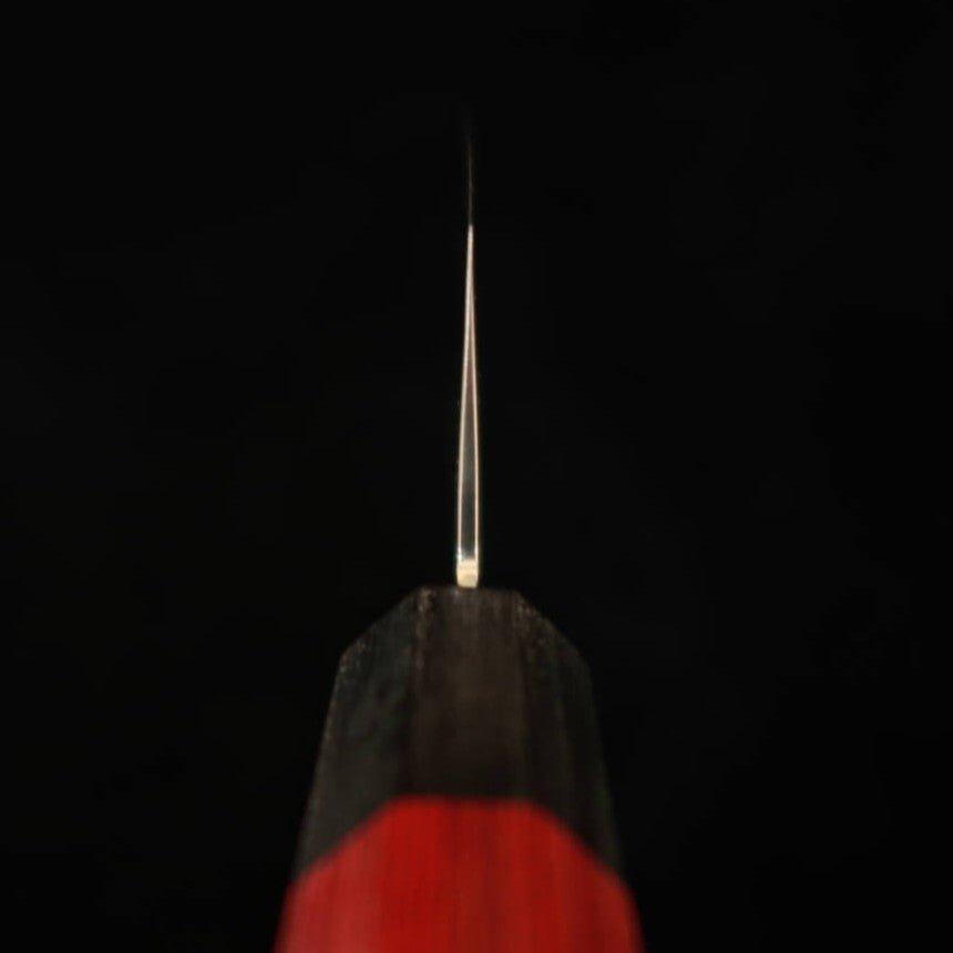 V.ROAD Nosyu Masamune Santoku, VG10 33-Layer Damascus Tsuchime, Red & Black Pakkawood Handle (180mm)