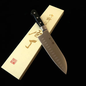MIURA Molybdenum Steel Series Salmon Santoku, Dimpled Blade (180mm)