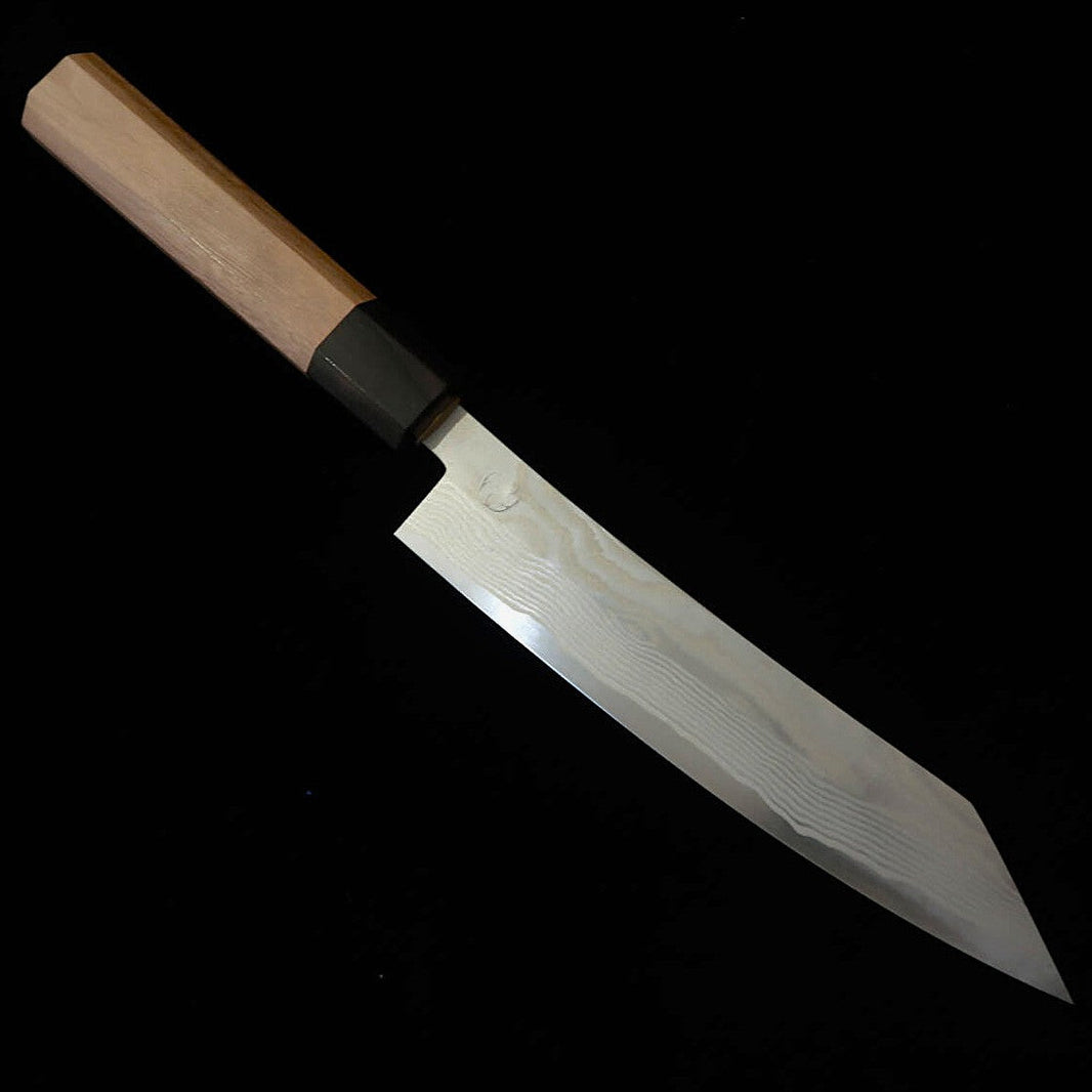 MIYAZAKI KAJIYA Gin-san n°3 damas martelé « Sub Zero – Tsubaki » couteau petty kiritsuke manche octogonal en noyer (170 mm)