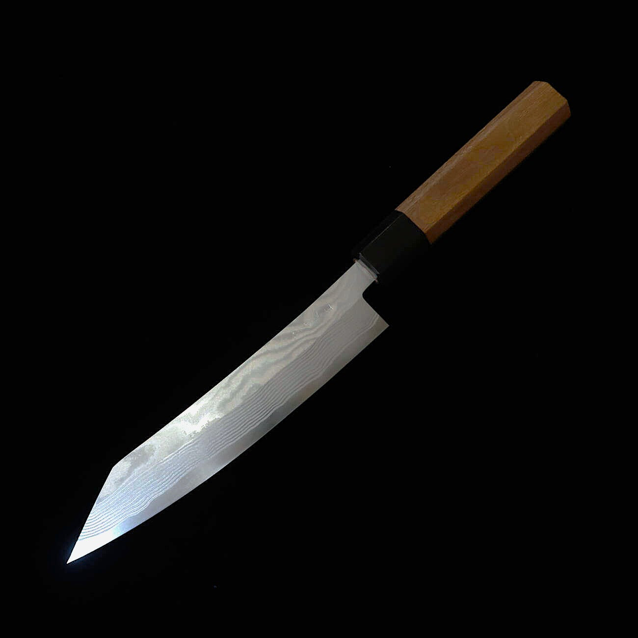 宮崎鍛冶屋  MIYAZAKI KAJIYA 銀紙三号 鎚目ダマスカス サブゼロ - 椿 - 切付ペティ - 胡桃八角柄（170mm）