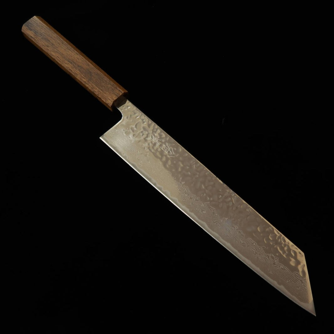 HADO Hado Okina-ryu AUS-10 martelé, miroir, damas, manche en chêne noir, Gyuto kiritsuke (240 mm)