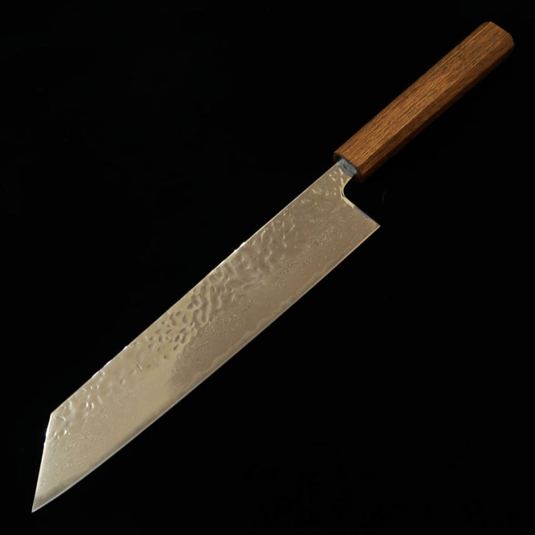 HADO Hado Okina-ryu AUS-10 Tsuchime espelhada Damasco cabo de carvalho preto K-tip Gyuto (240mm)