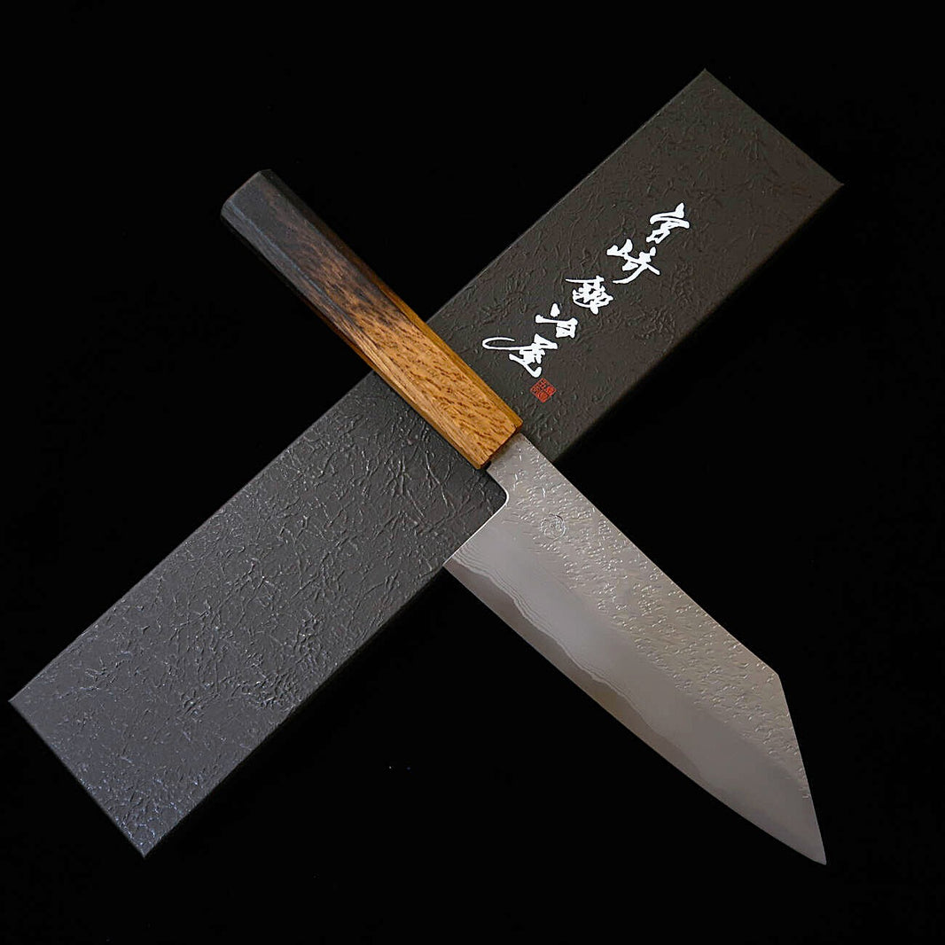Miyazaki Kajiya – MIYAZAKI KAJIYA ZA18 damas martelé, traitement subzéro – série Camélia – Bunka – manche en chêne laqué (180 mm)