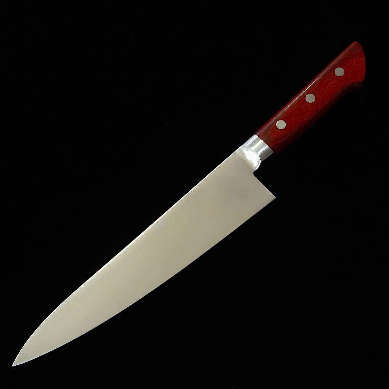 関想磨 牛刀21cm ディンプル加工 赤合板柄 関 想磨 SEKI SOUMA 牛刀 モリブデン鋼 赤合板柄 (210mm) – 三浦刃物店