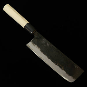 MIURA Forged Nakiri, Shirogami no. 2, Kurouchi with Water Buffalo Horn Handle (170mm)