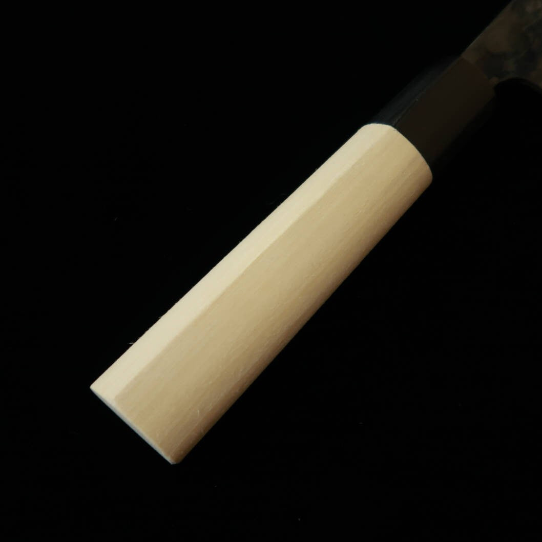 三浦 MIURA 鍛造菜切包丁 白紙二号 黒打 水牛縞柄 （170mm）