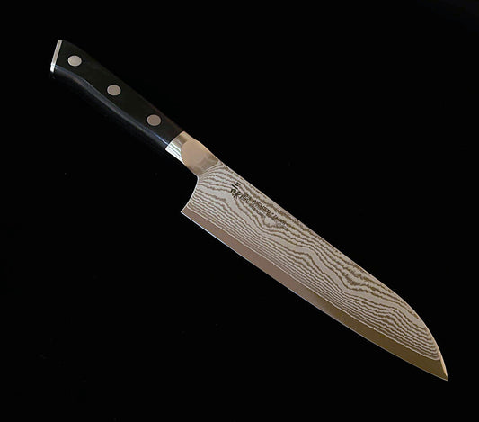 [New Standard] ZANMAI MCUSTA Classic 3 Damascus Santoku, Black (180mm)