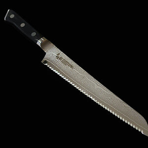 [New Standard] ZANMAI MCUSTA Classic 3 Damascus Bread Knife, Black (230mm)