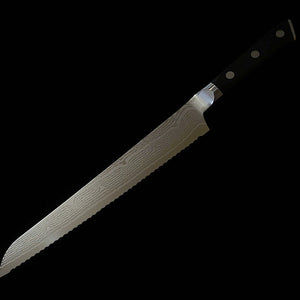 [New Standard] ZANMAI MCUSTA Classic 3 Damascus Bread Knife, Black (230mm)