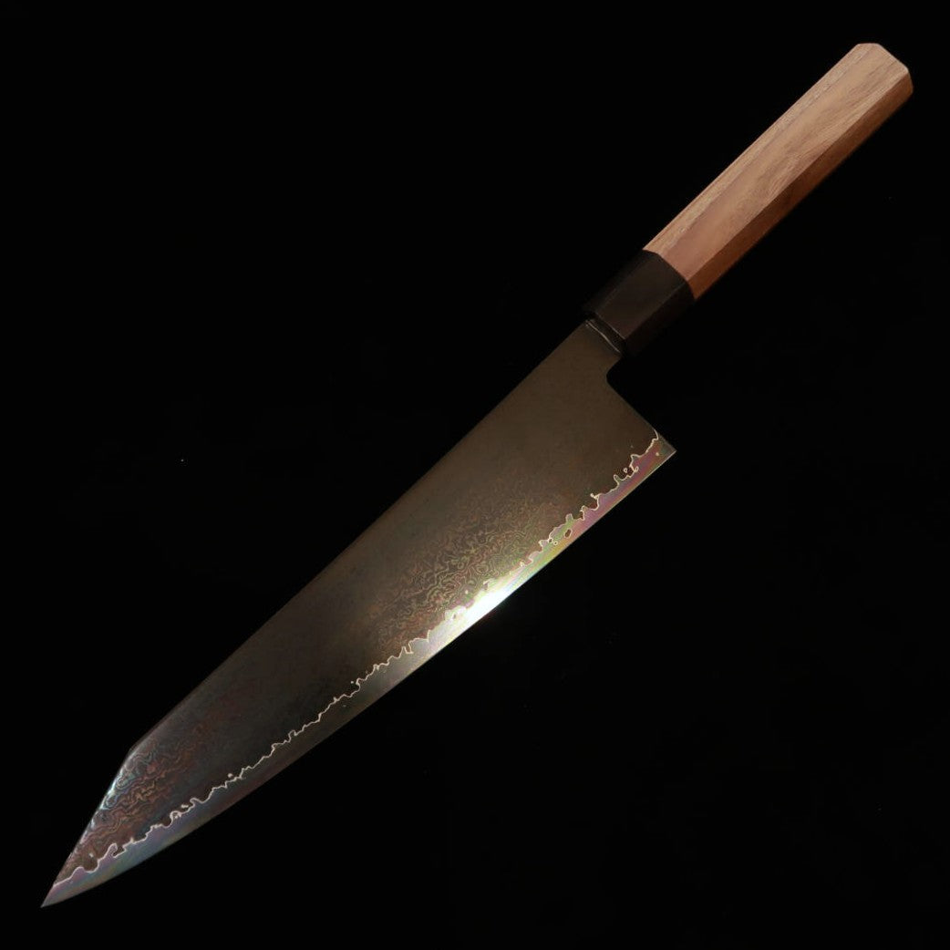 KAGEKIYO VG-10 Damas noir, Gyuto kiritsuke, manche octogonal en noyer (210/240mm)