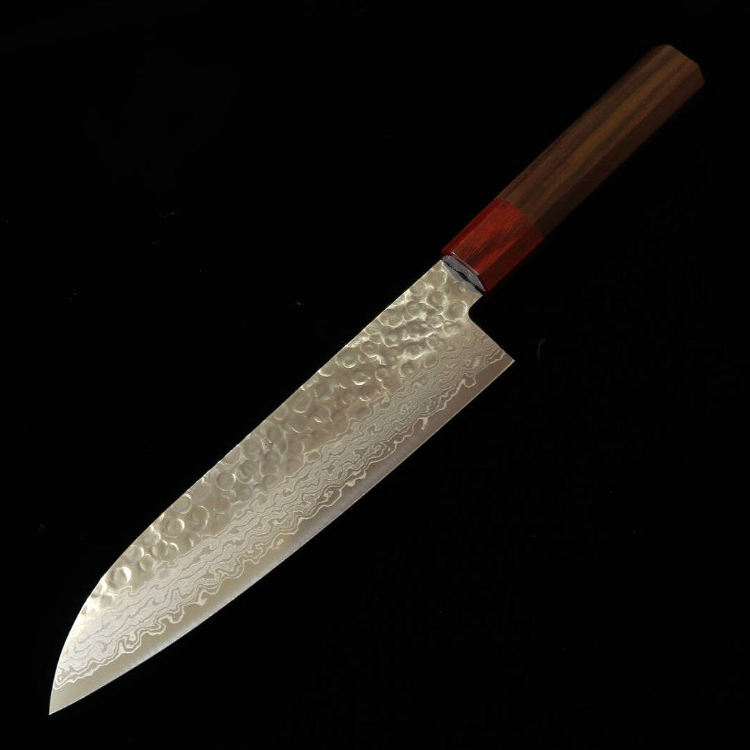 三浦MIURA 三徳 AUS10 鎚目 ダマスカス 紫檀柄（185mm）
