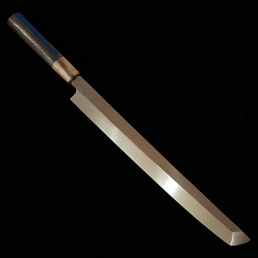 Sakimaru takohiki SUISIN obra de Ikeda Yoshikazu, Aogami no.2, honyaki, mango octogonal de ébano, funda de magnolia (270mm)