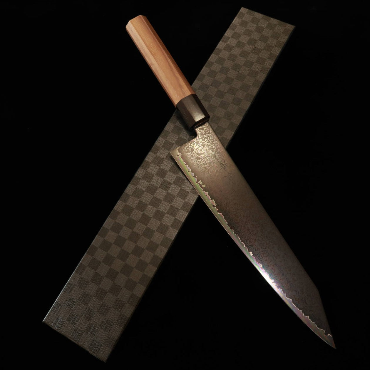KAGEKIYO VG-10 Damas noir, Gyuto kiritsuke, manche octogonal en noyer (210/240mm)