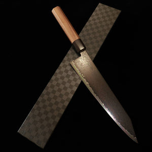 KAGEKIYO VG-10 Damas noir, Gyuto kiritsuke, manche octogonal en noyer (210/240mm)