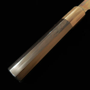Suisin SUISIN por Miwa Ikeda, Aço Shirogami #2, Yanagiba tipo espada, forja integral, cabo octogonal em ébano, bainha de magnólia (300mm)