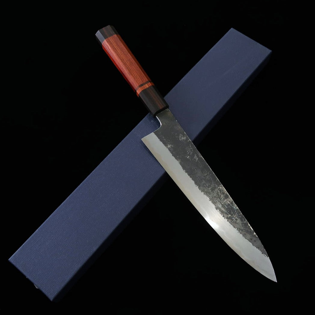 Gyuto MIURA Itadaki Shirogami No. 2 Black Finish Bubinga Handle (240mm)